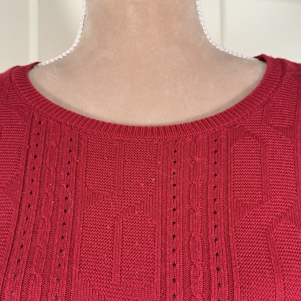 Alfred Dunner Women's XL Red Short‎ Sleeve Cable Knit Pullover Sweater Classic - Picture 2 of 12